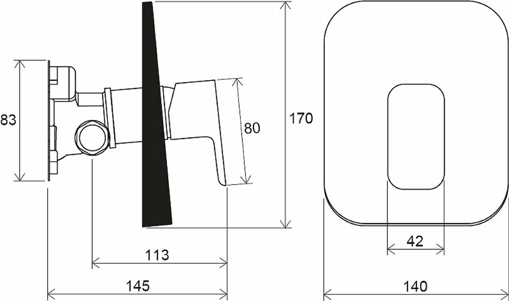 Смеситель для душа Ravak 10° Free-TD F 066.00 X070137 Хром