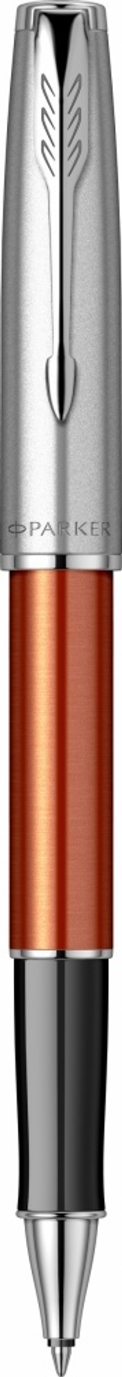 Ручка-роллер Parker Sonnet Essentials Orange SB Steel CT, цвет чернил black,перо: F, в подарочной упаковке.