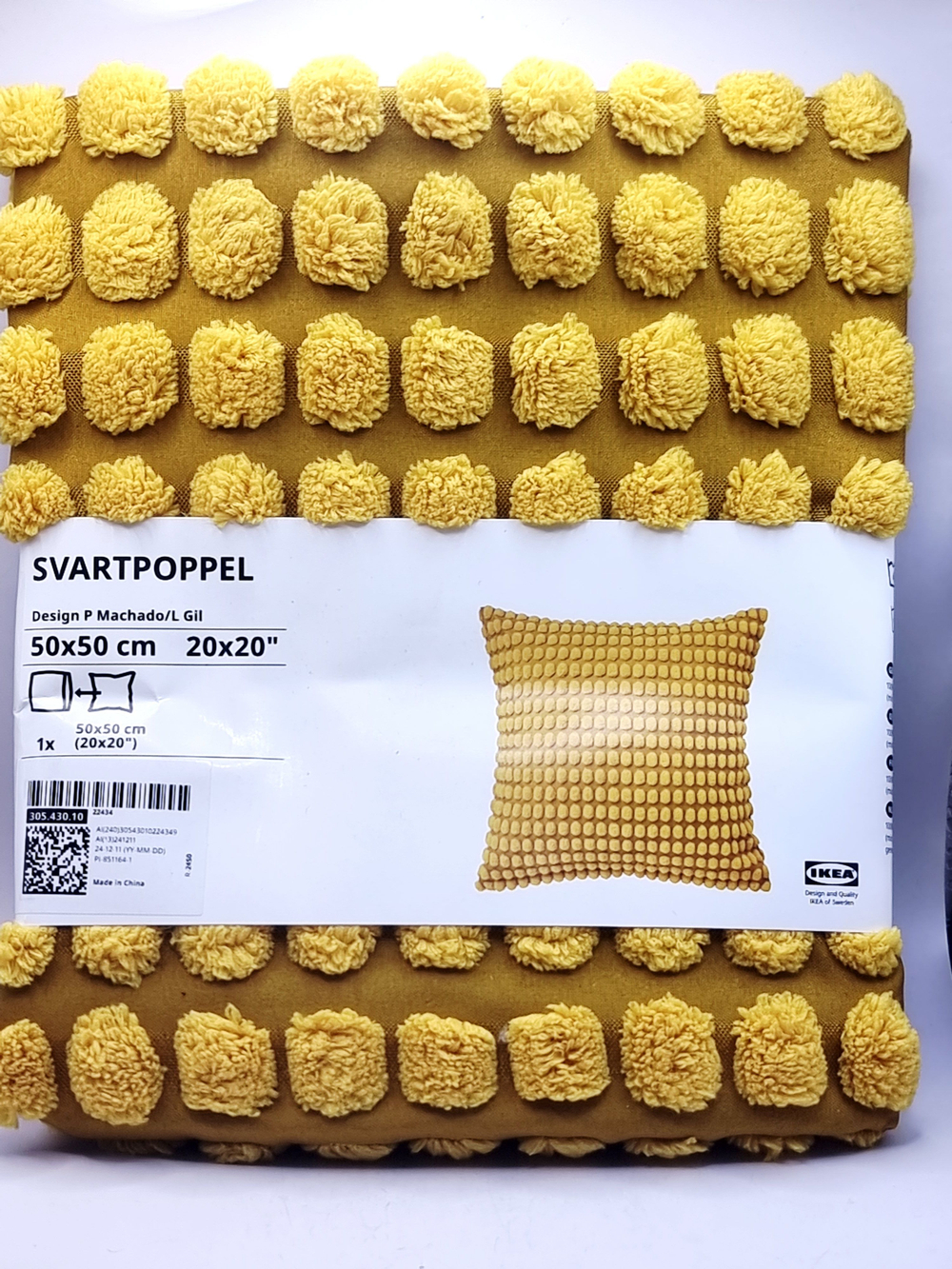 Наволочка на подушку IKEA SVARTPOPPEL желтая 50х50 см (из Финляндии)