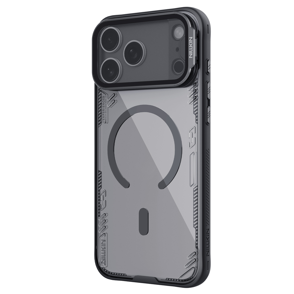 Чехол прозрачный черного цвета с MagSafe на iPhone 17 Pro и 18 Pro, серия Iceblade Prop Magnetic (версия с прозрачной крышкой объектива) от Nillkin