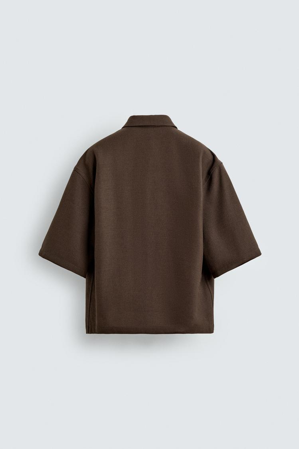 ZARA РУБАШКА BOXY FIT ИЗ РЕЛЬЕФНОЙ ТКАНИ, КОРИЧНЕВЫЙ