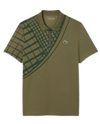 Теннисное поло Lacoste Ultra Dry Printed Slim Fit Tennis - khaki green
