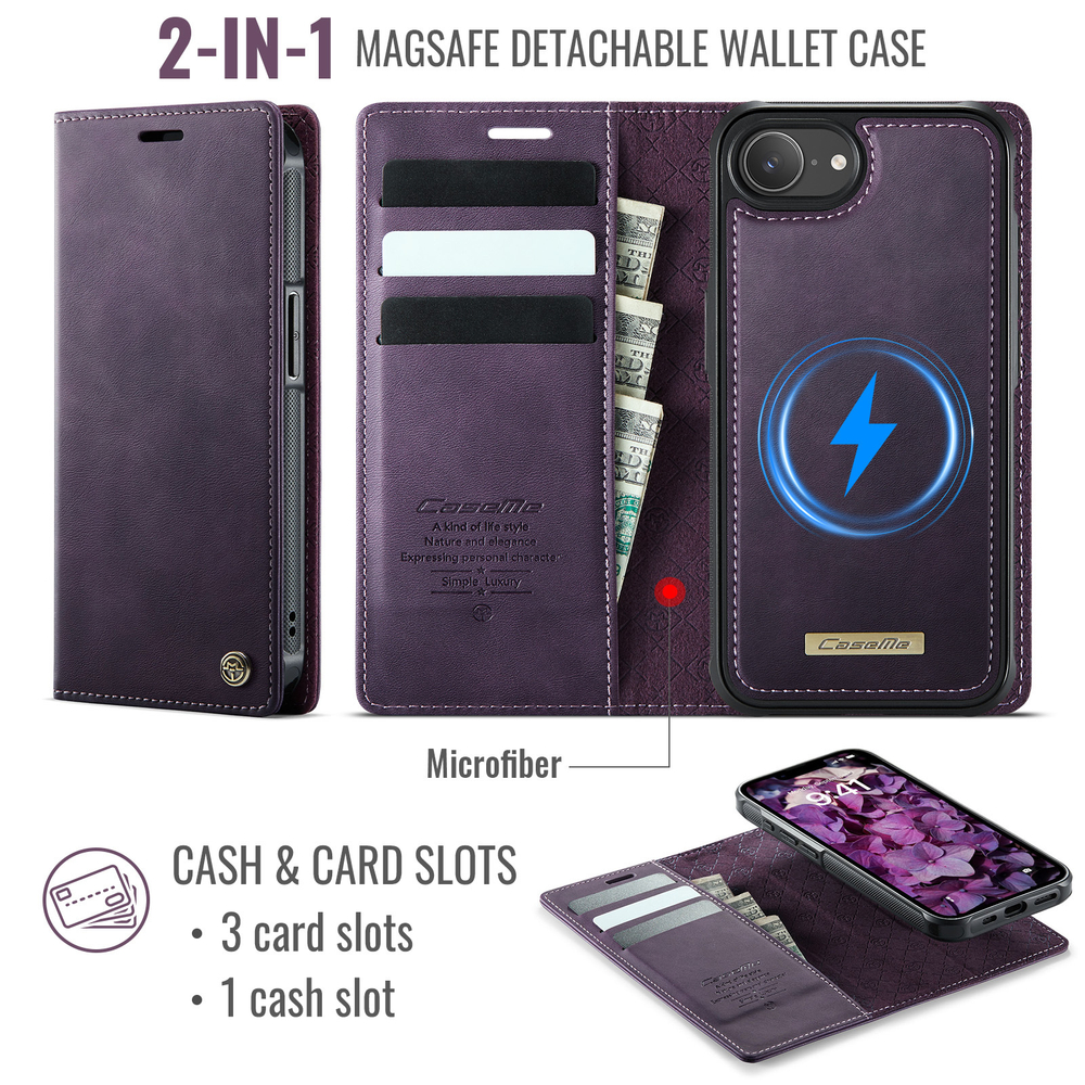 Чехол-кошелек CaseMe 2 in 1 MagSafe iPhone 16E