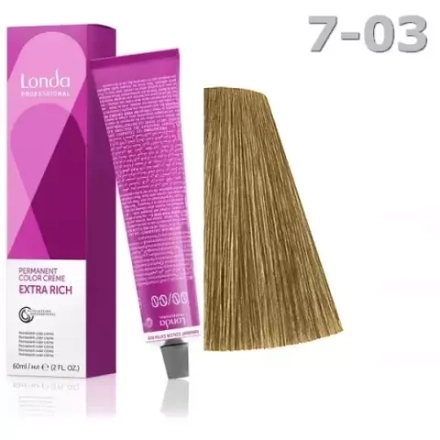 Londa Color стойкая крем-краска, 7/03 блонд натурально-золотистый, 60мл