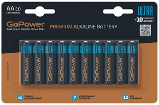 Ultra Элемент питания LR6 AA Alkaline 1.5В, 10шт, GoPower