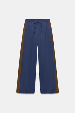 ZARA ТЕХНИЧНЫЕ БРЮКИ С ЛАМПАСАМИ, СИНИЙ