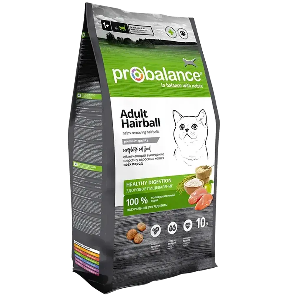 Сухой корм ProBalance Adult Hairball для кошек, облегчающий выведение шерсти