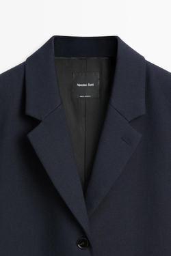 Massimo Dutti Шерстяное пальто, темно-синий