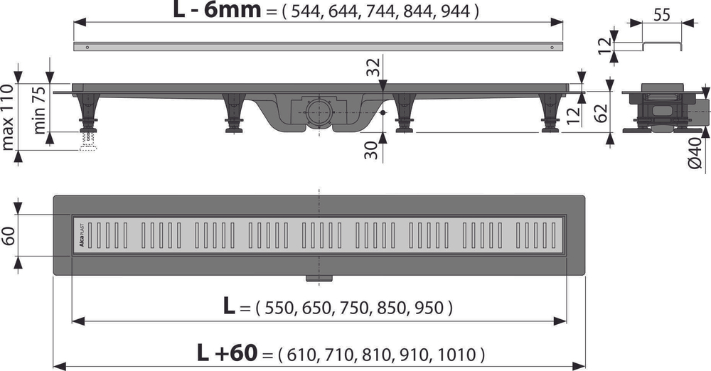 Душевой лоток AlcaPlast APZ10-850M Simple