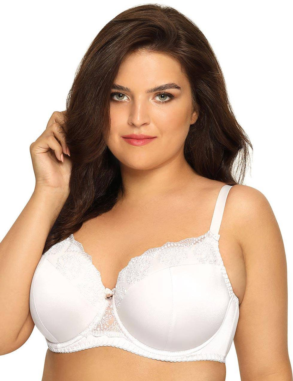 Бюстгальтер plus size с эффектной вышивкой на чашках (Размер: 85J) (Цвет: телесный)