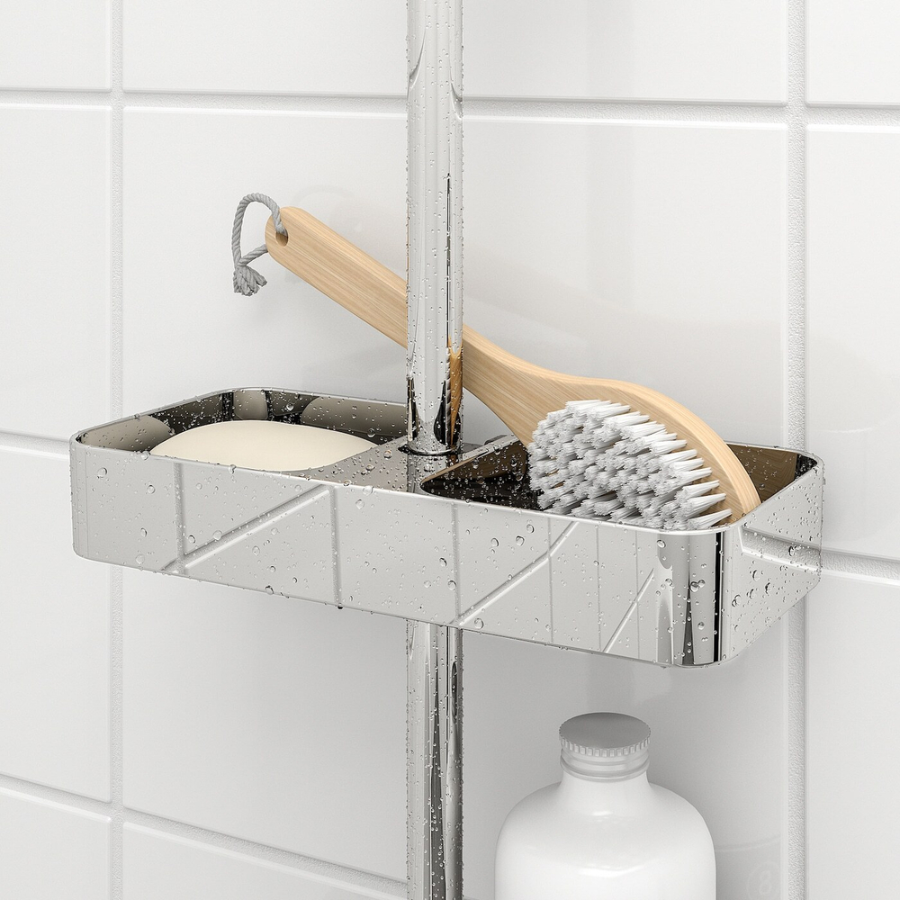 IKEA BROGRUND  (ИКЕА БРОГРУНД)  -  Полка для душа, хром, 25x4 см
