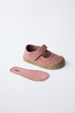 ZARA ОТКРЫТЫЕ КОЖАНЫЕ ТУФЛИ BAREFOOT, РОЗОВЫЙ