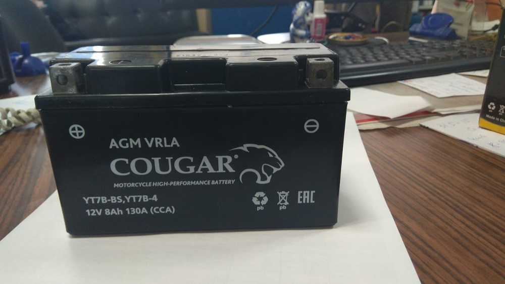 Аккумулятор для мототехники 12 Ач L+, COUGAR