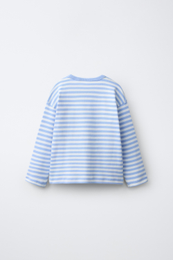ZARA ЛОНГСЛИВ В ПОЛОСКУ С ВЫШИВКОЙ «ЖИВОТНОЕ», ПОЛОСКИ