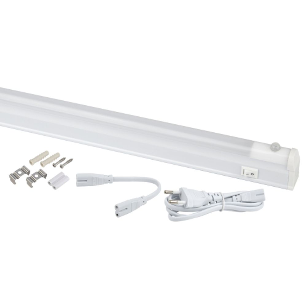 Линейный светодиодный светильник ЭРА LLED-02-12W-4000-MS-W 12Вт 4000K L874мм с датчиком движения | Бытовые светодиодные линейные светильники