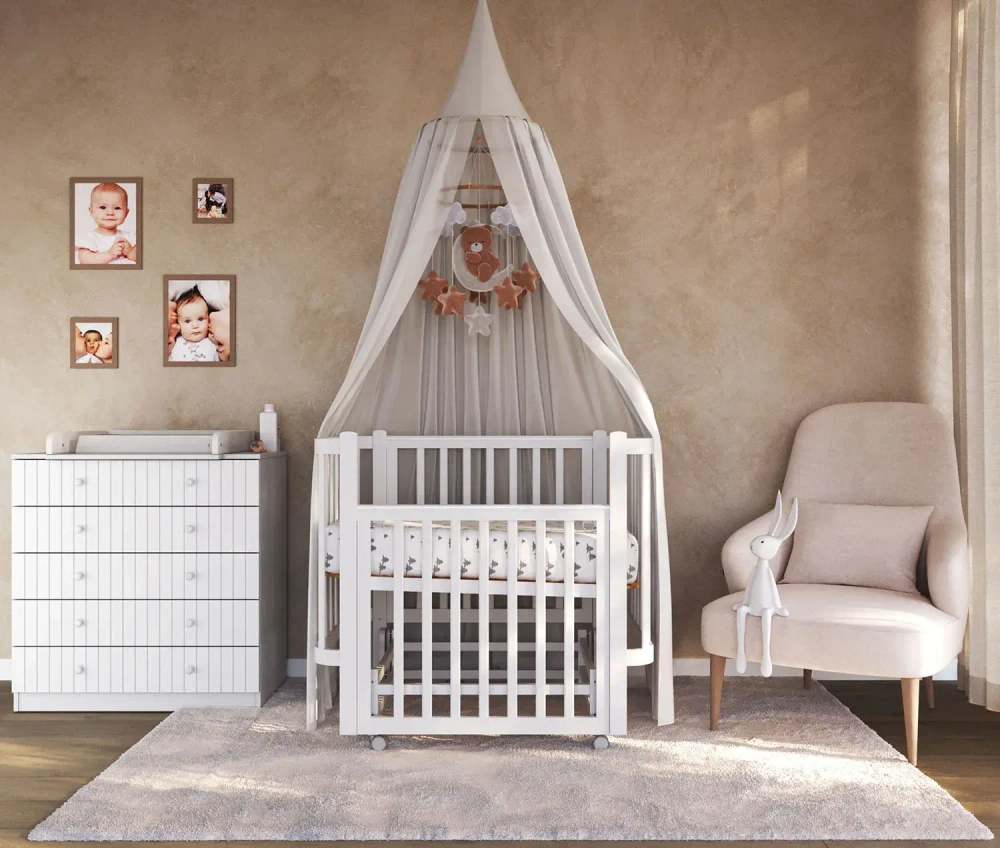 Кроватка детская Antemi Terra Light NEW с маятником НИК 17б белый