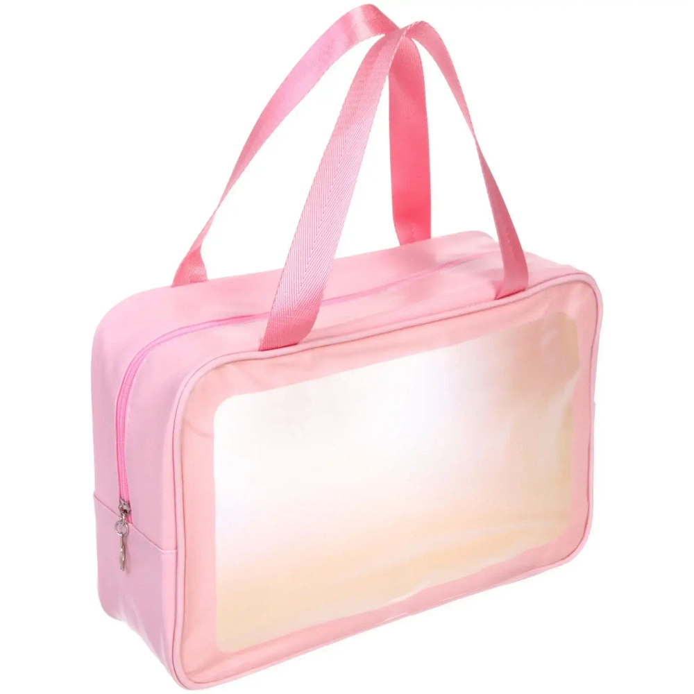Косметичка прозрачная «MALINKA SHOP», девушка, цвет розовая пудра, 30*21*10см