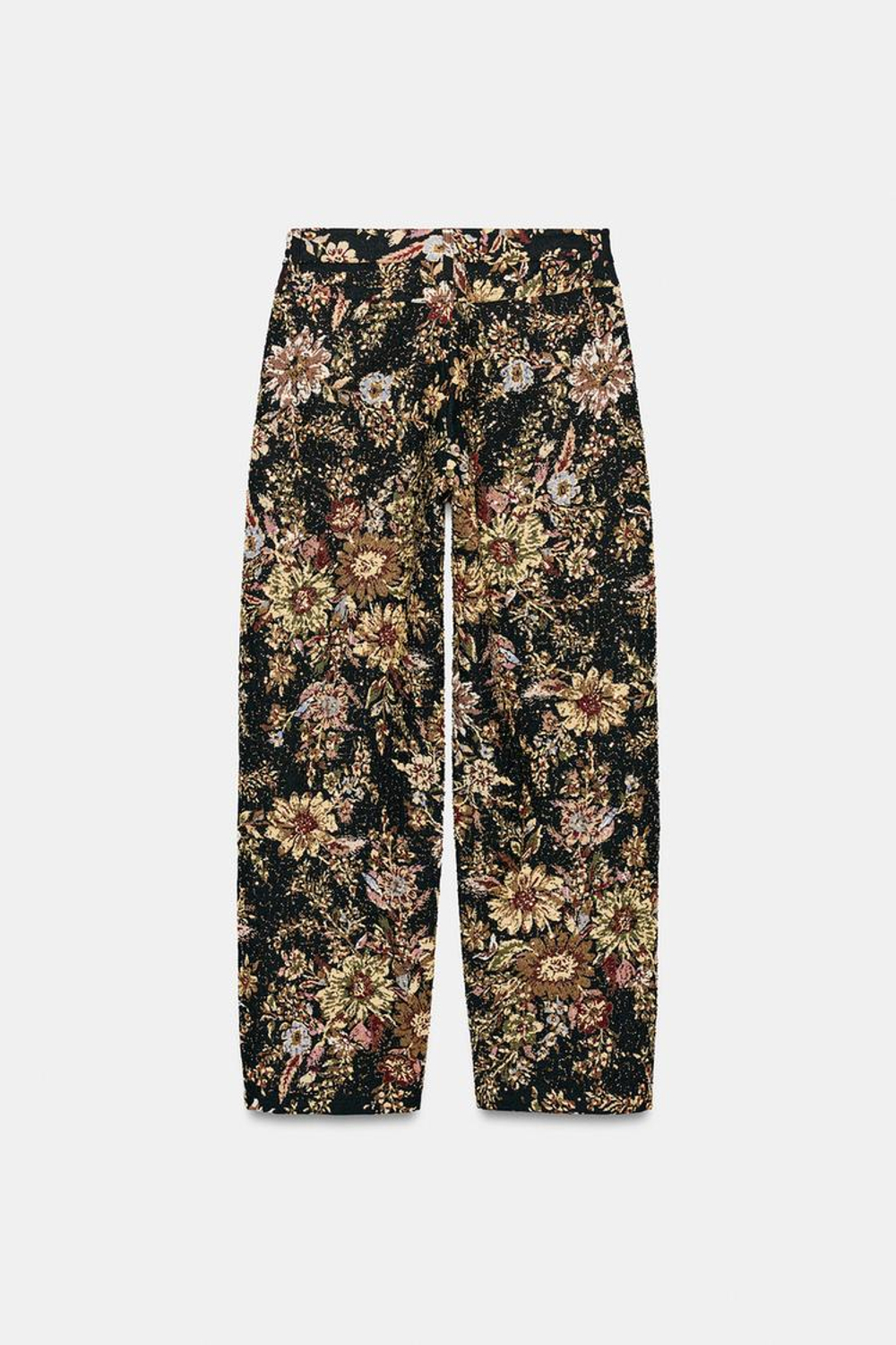 ZARA БРЮКИ С ЦВЕТАМИ И БУСИНАМИ — ZW COLLECTION, ЧЕРНЫЙ