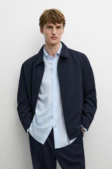 Massimo Dutti Легкая куртка с воротником, темно-синий