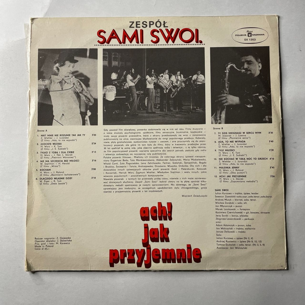 Винтажная виниловая пластинка LP Sami Swoi Все Свои, Ach Jak Przyjemnie (Польша 1976)