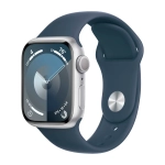 Умные часы Apple Watch Series 9 GPS, 41mm, Aluminium Case with Sport Band S/M, Silver/Storm Blue (Серебристый/Штормовой синий)