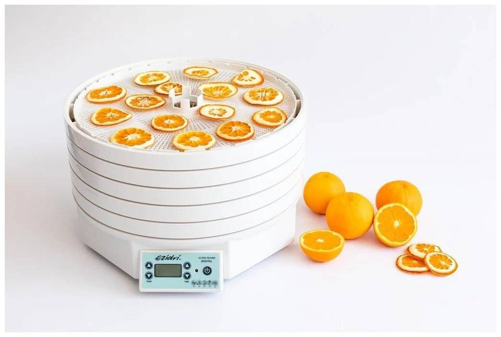 Сушилка для овощей и фруктов Ezidri Ultra FD1000 DIGITAL/ Дегидратор для фруктов и овощей + поддоны (х7) + сетчатый лист (х7) + лист для пастилы (х7)