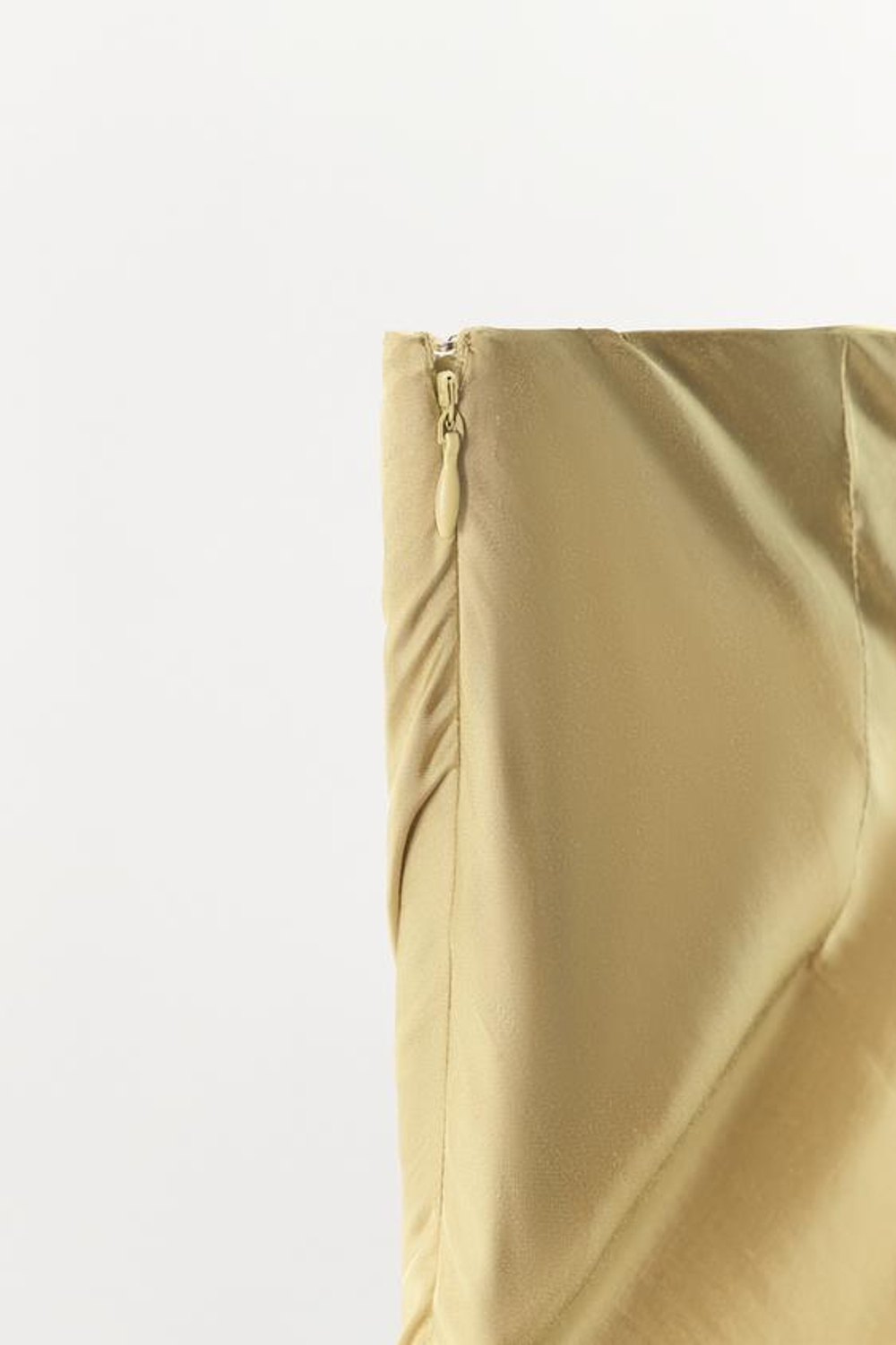 ZARA АТЛАСНАЯ ЮБКА С КРУЖЕВОМ И АСИММЕТРИЧНЫМ НИЗОМ, ХАКИ