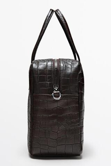 Massimo Dutti Дорожная сумка с текстурой кожи, коричневый