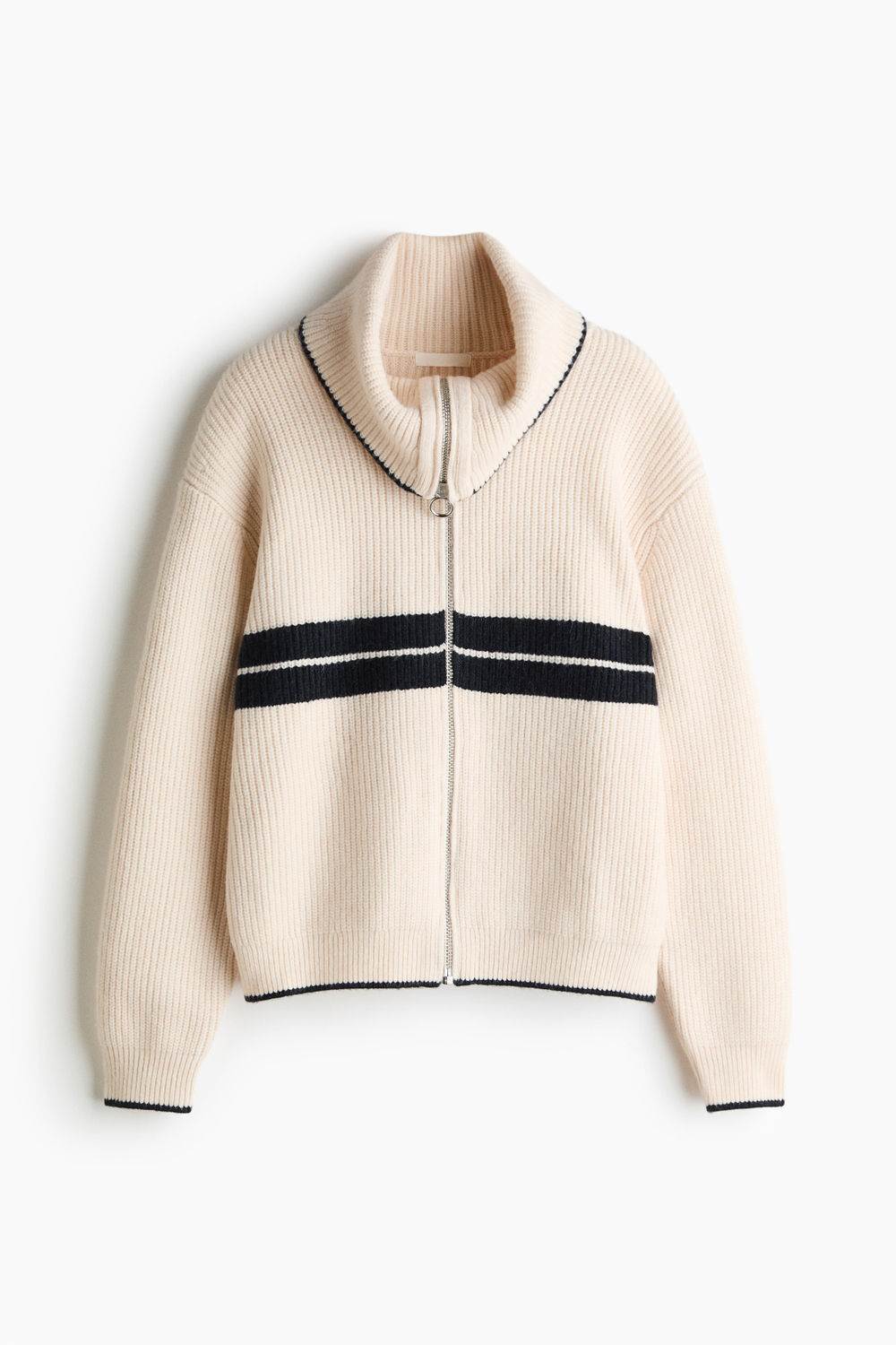 Свитер с воротником-водолазкой — Кремовый/Цветные блоки - H&M