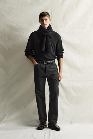 ZARA БРЮКИ STRAIGHT FIT С КАРМАНАМИ КАРГО, ЧЕРНЫЙ