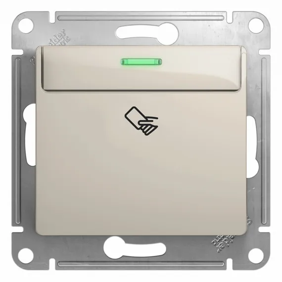 Выключатель карточный с подсветкой, без задержки отключения Systeme Electric Glossa Молочный GSL000969
