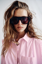 РУБАШКА В ПОЛОСКУ С МЕТАЛЛИЗИРОВАННОЙ НИТЬЮ — ZARA