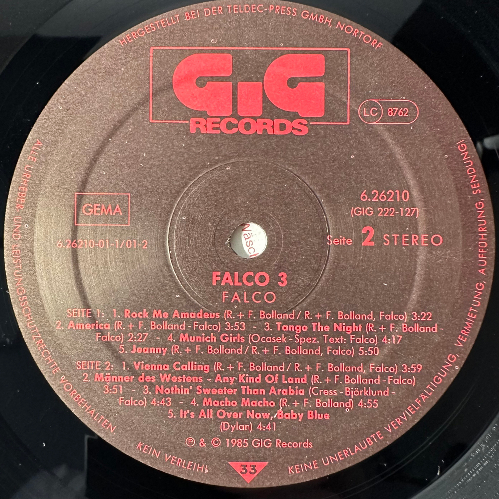 Falco – Falco 3 (Германия 1985г.)