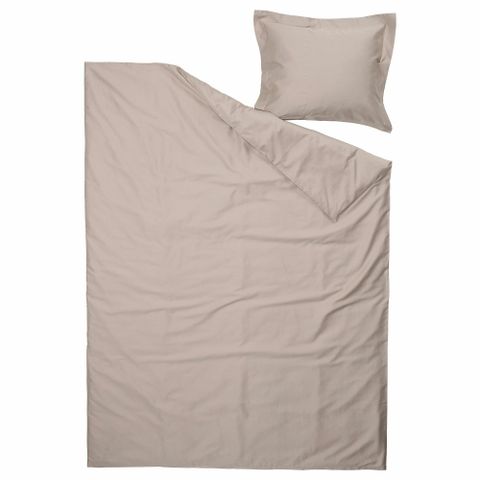 Комплект постельного белья IKEA LUKTJASMIN (ЛЮКТЭСМИН), Односпальный, Бежевый, 150x200, 50x80 см