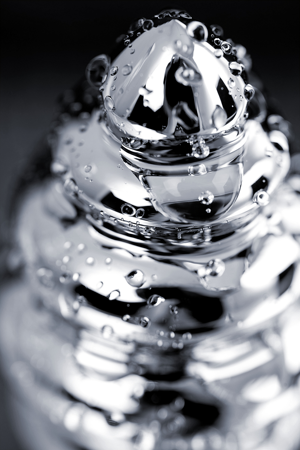 Анальная пробка Butt Plug Silver ребристая рубин 7,2 см