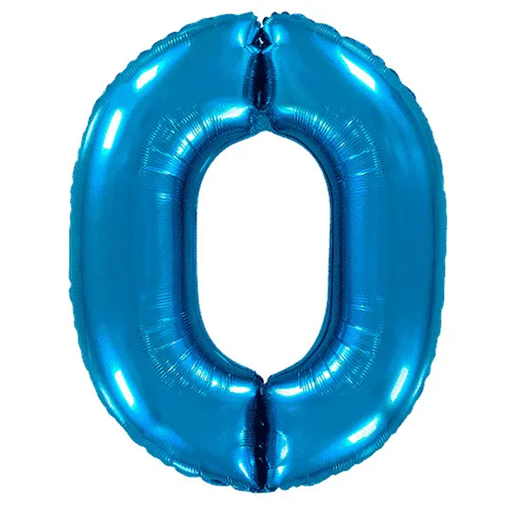 Шар фольга Цифра 0 Blue Синий 102см с гелием