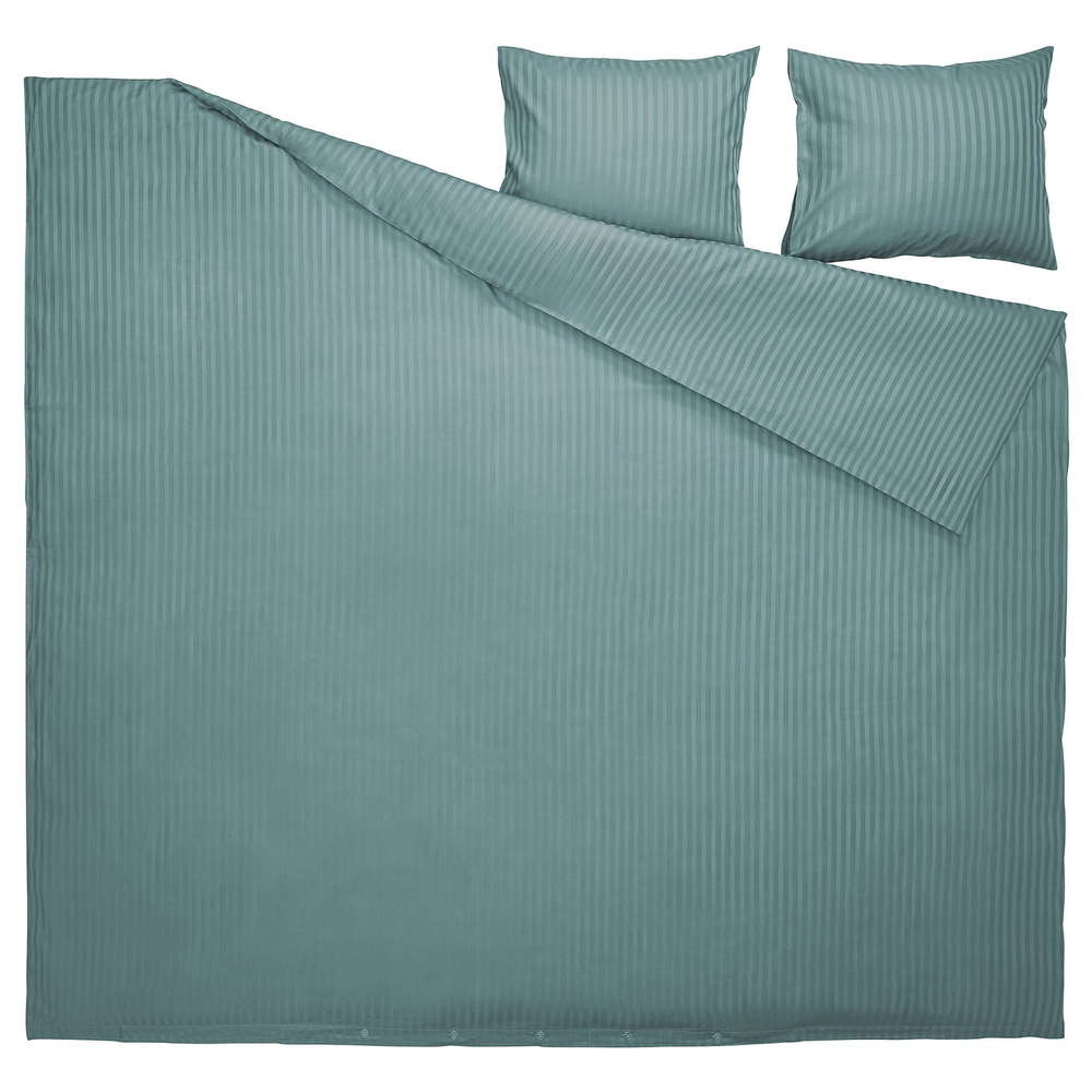 IKEA NATTJASMIN  (ИКЕА НАТТЙАСМИН)  -  Пододеяльник и 2 наволочки - сине-зелёный 200x200/50x60 см
