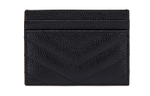 SAINT LAURENT CASSANDRE Grain Embossed Cow Leather Card Holder Card Holder Regular Women"s Black