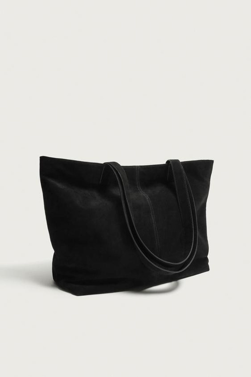 ZARA КОЖАНАЯ СУМКА-ШОПЕР, ЧЕРНЫЙ