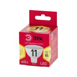 Лампа светодиодная ЭРА RED LINE LED MR16-11W-827-GU5.3 R 11Вт софит теплый белый свет GU5.3 | Лампы cветодиодные Точечные (Софиты) (MR, PAR)