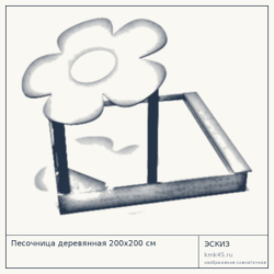 Эскиз: Песочница деревянная 200x200 см