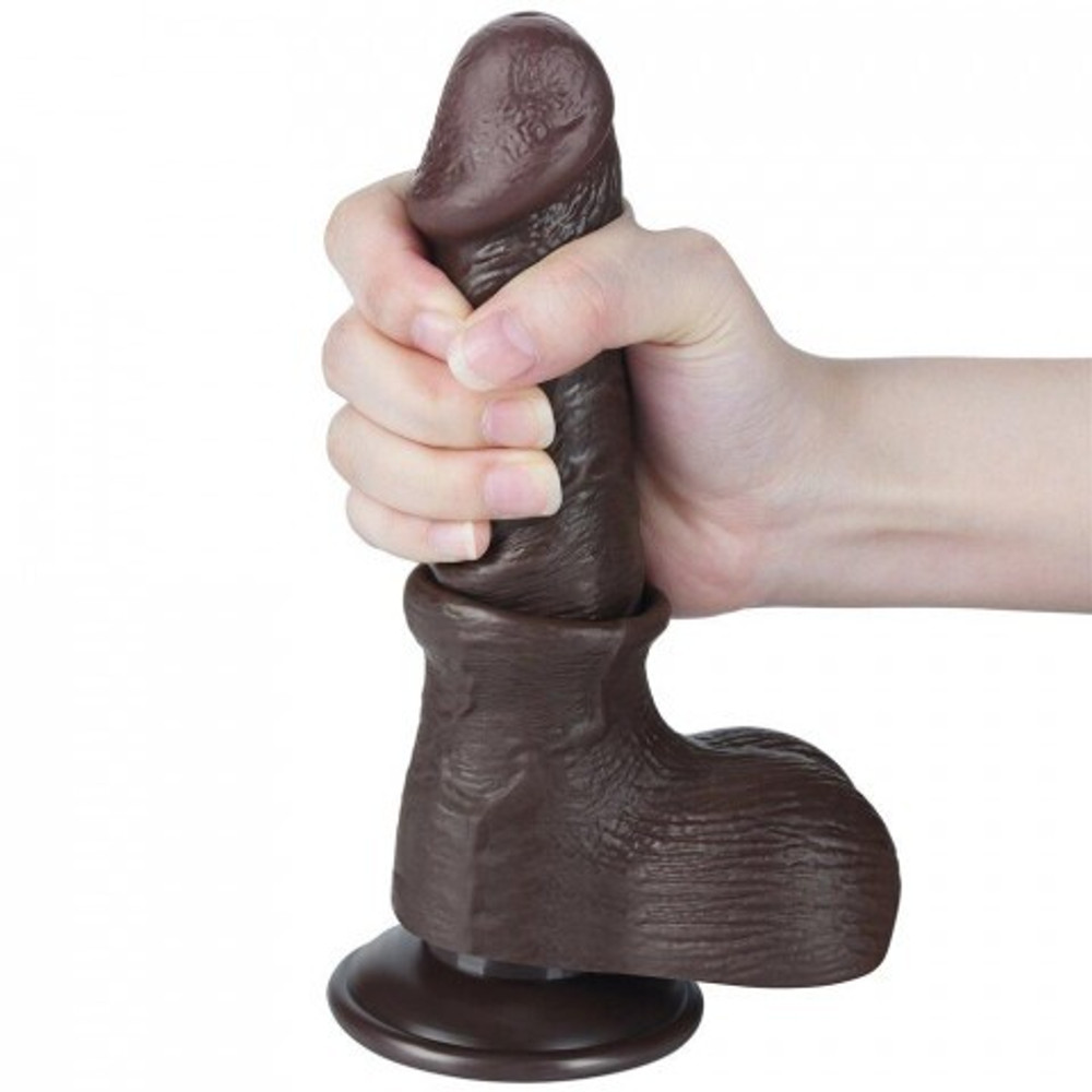 Реалистичный фаллоимитатор Lovetoy Sliding Skin (19,5×3,7 см) черный с двойной плотностью