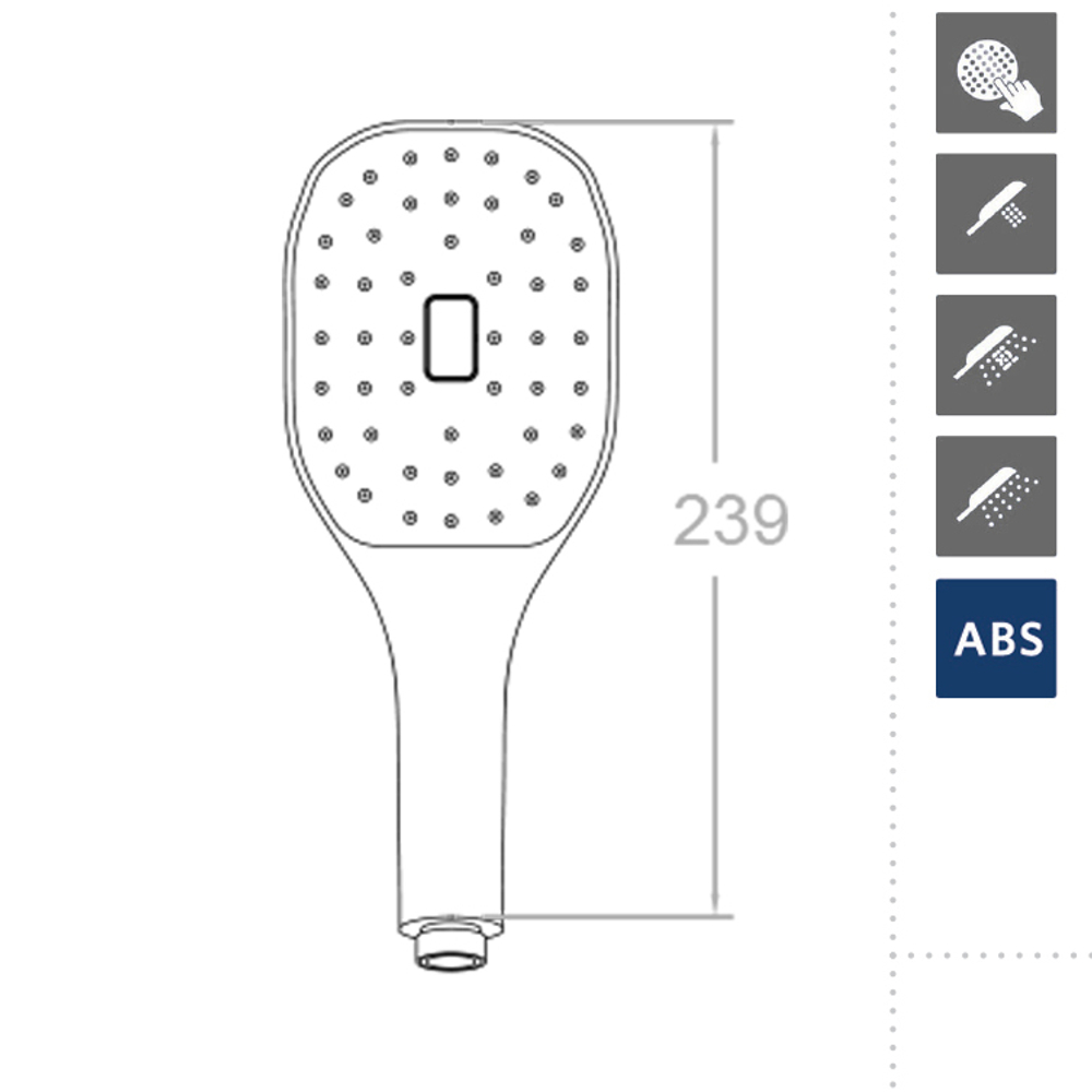 Душевая лейка овальная кнопка 3 режима ABS 4913К3