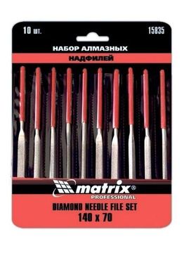 Набор надфилей алмазных, 140 х 70 х 3 мм, 6 шт. Matrix 15834