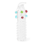 Закрытая прозрачная насадка 12см на пенис с выпуклостями и отростком Bior Toys Erowoman-Eroman EE-10011