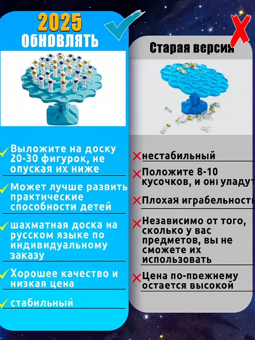 Настольная игра, Балансирующий космонавт, 48шт фигурок