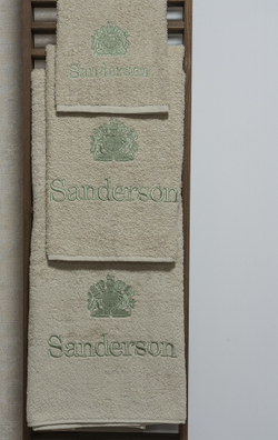 Набор полотенец 3шт Palombella Sanderson Logo Ricamato Эмблема вышита 118 beige-оlive бежевый-зеленый