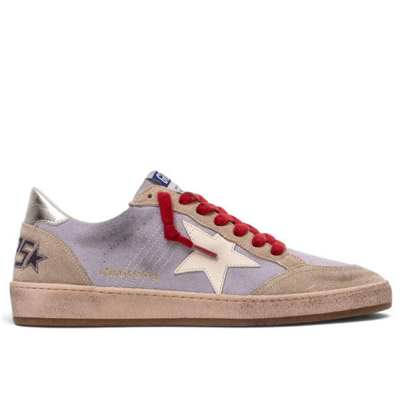 Women's Ball Star in lilac suede with a white leather star and silver heel tab