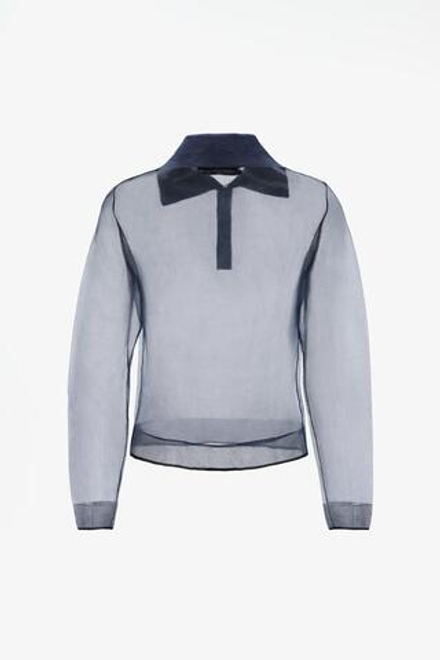 ZARA X JOHN GALLIANO ПОЛО ИЗ ПОЛУПРОЗРАЧНОЙ ТКАНИ LIMITED EDITION, МОРСКОЙ СИНИЙ
