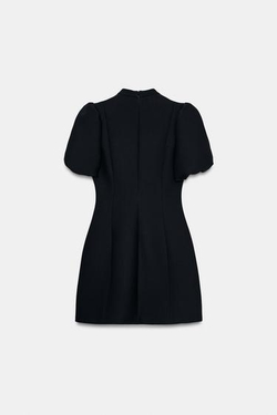 ZARA ПЛАТЬЕ С КОРОТКИМИ РУКАВАМИ «ФОНАРИК», ЧЕРНЫЙ